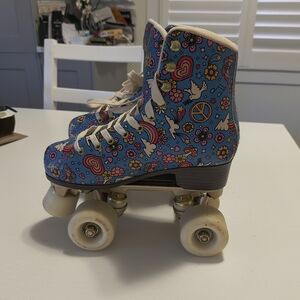 Peace & Love Blue Roller Skates